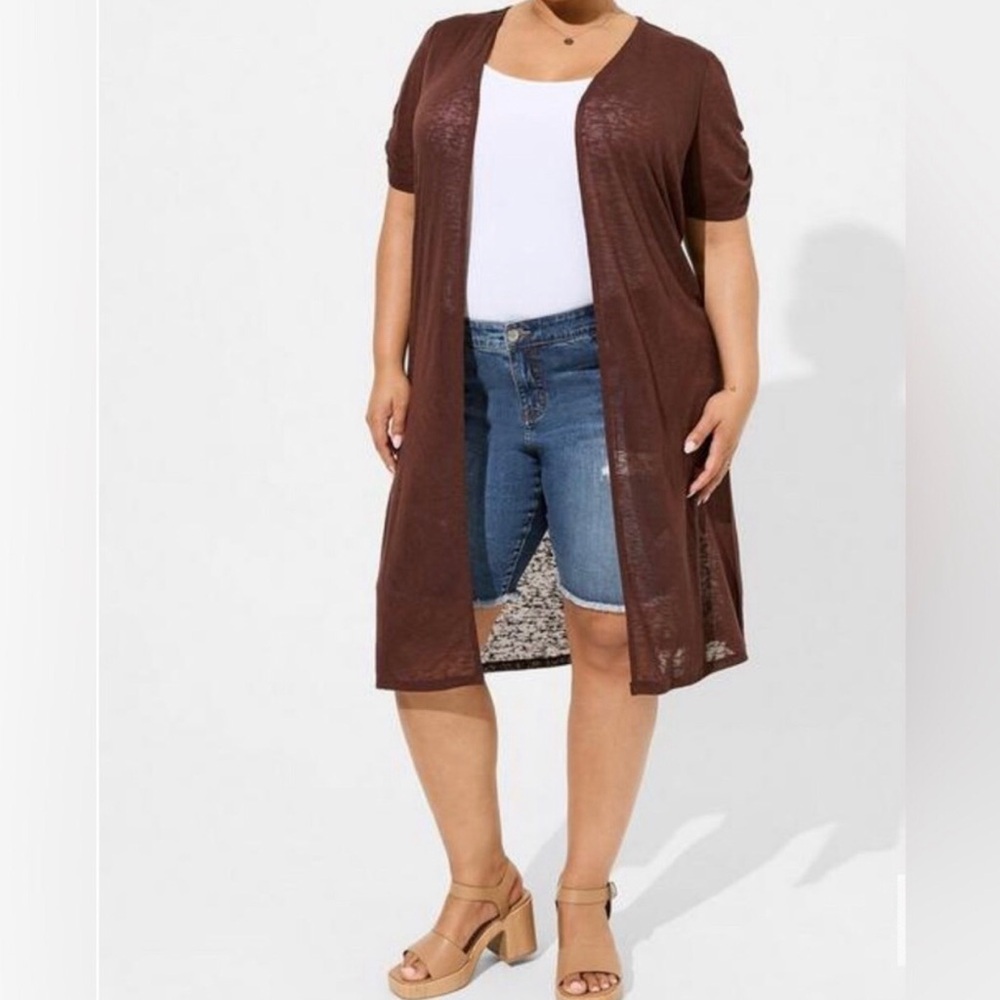 NWT TORRID BROWN SHORT SLEEVE SLUB KNIT DUSTER NWT 2X